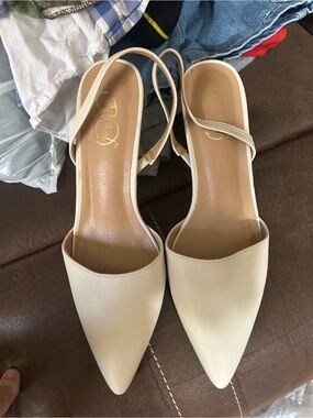 Madeline Cream Pointed Slingback Pumps